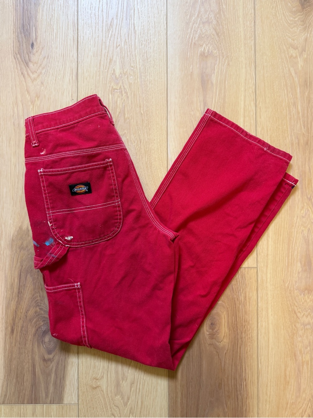 Dickies Bright Red Work Shorts with Logo Waistband - Picture 1 of 4